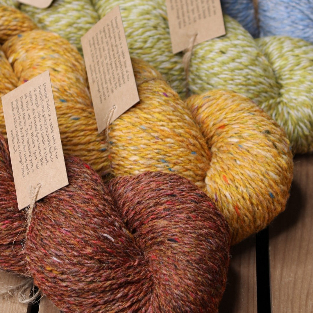 Donegal Twists Pack of 5: 28% Luxury British Wool, 72% Soft Donegal Merino Hand Knitting Wool 100g Hank
