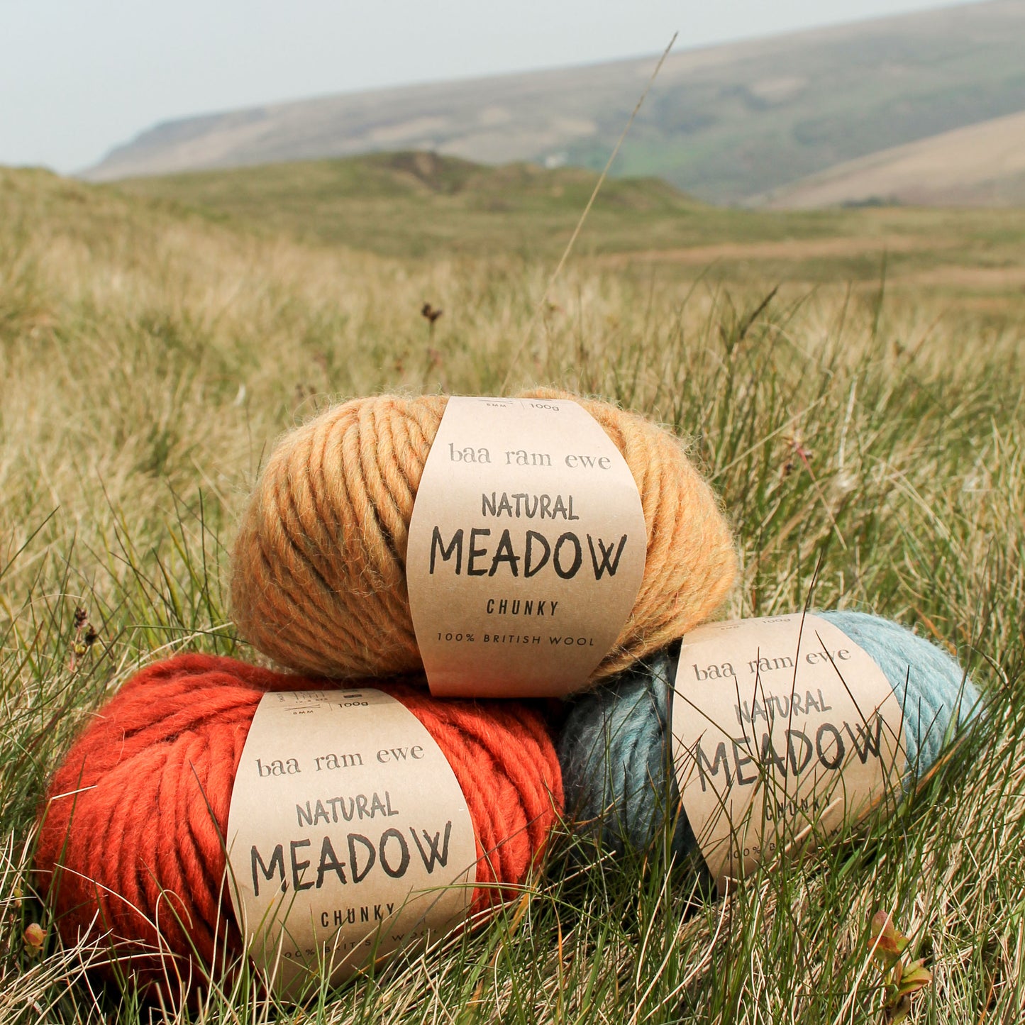 Natural Meadow Chunky Pack of 5: 100% British Hand Knitting Wool 100g Ball