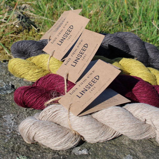 Linseed Pack of 5: 60% Linen 40% Cotton Hand Knitting Yarn 50g Hank