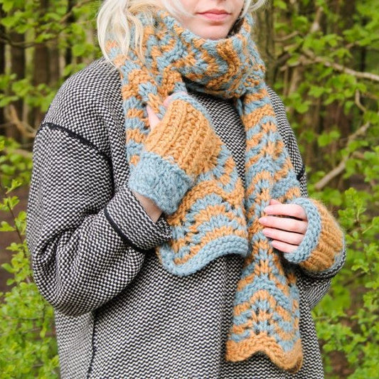 Ribble Scarf and Wristwarmers Pattern Pack of 5